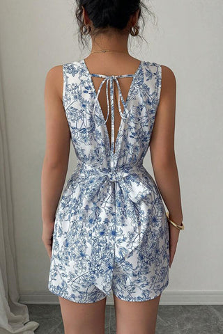 Floral Print Sleeveless Romper