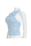Ruched Halter Neck Tank Top