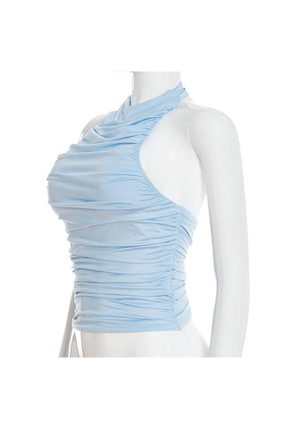 Ruched Halter Neck Tank Top