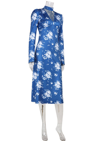 Floral Long Sleeve Midi Dress