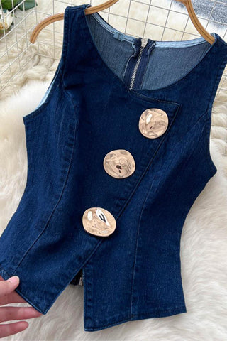 Asymmetric Button Pants Set