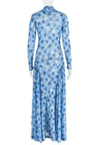 Long-Sleeve Printed Maxi Dress