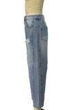 Distressed Wide-Leg Denim Jeans