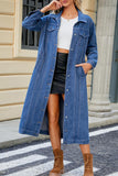 Long Denim Jacket With Button Details