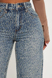 Patterned Straight-Leg Denim Jeans