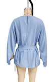 Belted Batwing Sleeve Blouse