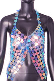 Iridescent Sequin Halter Tank Top