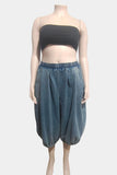 Wide-Leg Denim Capri Pants