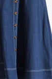 Button-Front Denim Midi Dress