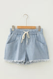 Striped Elastic-Waist Casual Shorts
