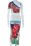 Asymmetric Floral Skirt Set