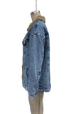 Casual Faux Shearling Lined Denim Jacket
