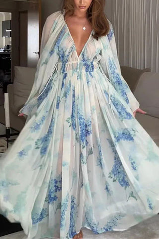 Floral Print Maxi Casual Dress