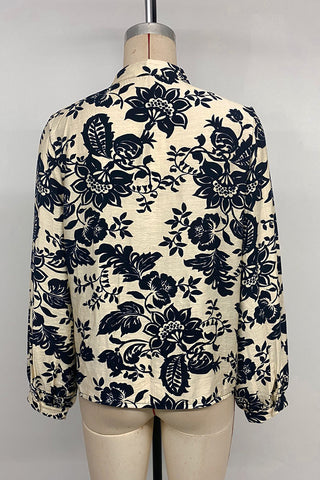 Floral Print Pleated Blouse