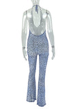 Halter Neck Animal Print Jumpsuit