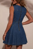 Button-Front Denim Dress