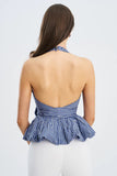 Gingham Halter Peplum Top
