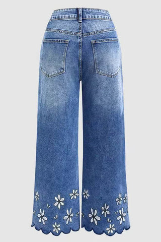 Floral Wide-Leg Jeans