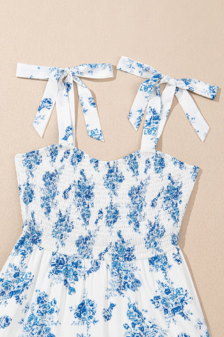 Tie Shoulder Ruffle Midi Dress