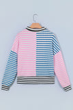 Striped Half-Zip Pullover Hoodie