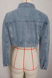 Cropped Denim Jacket with Button Detail
