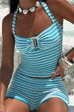 Striped Halter Top and Shorts Set