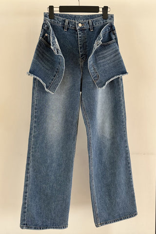 Distinctive Layered Straight Jeans