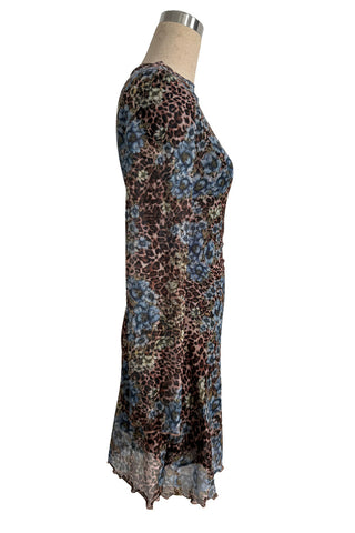 Floral and Leopard Print Casual Dress