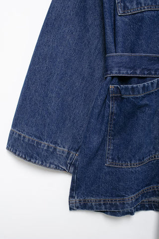 Belted Button-Front Denim Jacket