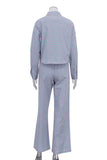 Plaid Button-Up Pants Set
