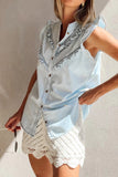Ruffle Trim Sleeveless Blouse