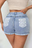 High-Waist Rolled Hem Jean Shorts
