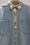 Button-Front Embellished Shirt