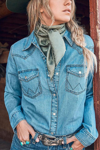 Classic Button-Front Denim Shirt