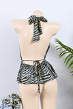 Plunge Neck Zebra Print Tank Top