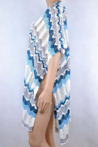 Wave-Pattern Tunic Cover-Up