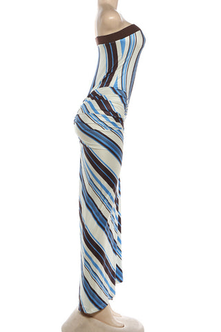 Strapless Striped Maxi Dress