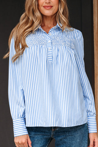 Striped Button-Down Blouse