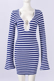 Striped Keyhole Casual Dress