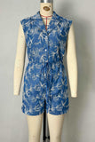 Patterned Button-Up Romper