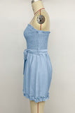 Strapless Smocked Romper with Belt