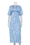 Flowing Zebra Print Casual Dress