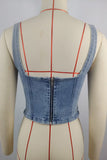 Square-Neck Denim Tank Top