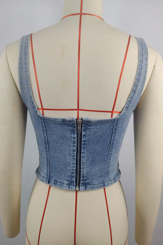 Square-Neck Denim Tank Top