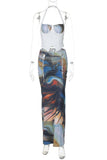 Artistic Halter Skirt Set