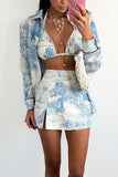 Printed Three-Piece Skirt Set