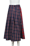 Plaid Patterned Midi Skirt with Wrap Detail