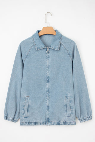 Casual Zip-Up Denim Jacket