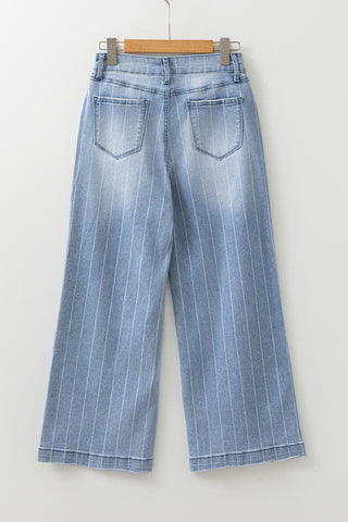 Button-Front Wide-Leg Jeans