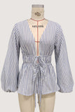 Tie-Front Striped Blouse